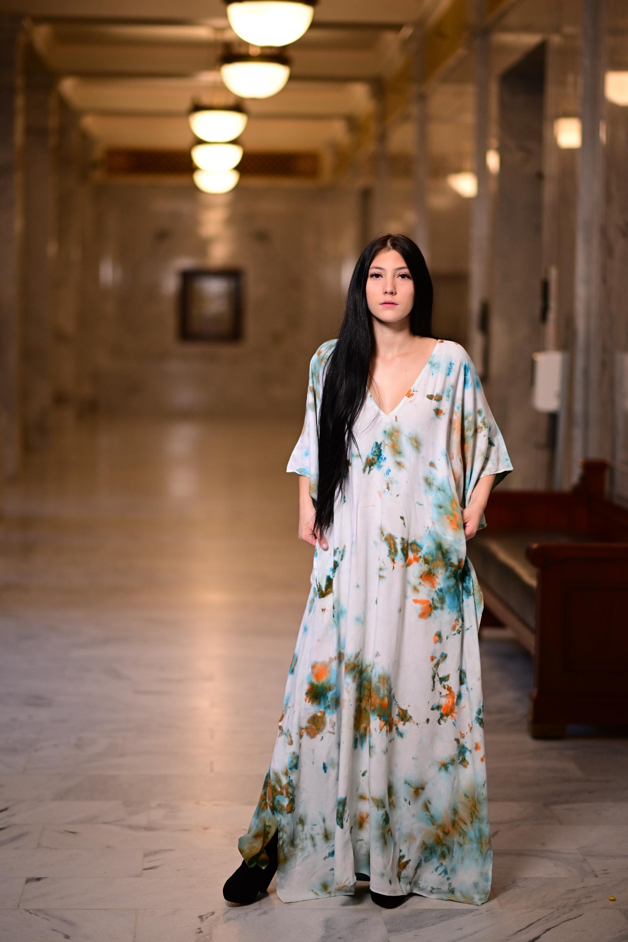 Tie Dye Plus Size Kaftan Dress | Oversized Luxury Vacation & Fall Style Outfit