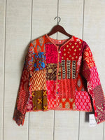 Load image into Gallery viewer, Boho Quilted Patchwork Jacket, Cotton kantha Jacket, Vintage Black Cotton Quilted Jacket, Reversible Women&#39;s Boho Coat, sustainable Gift (Copy)
