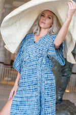 Load image into Gallery viewer, NATURAL INDIGO DRESS, sustainable, Natural clothing, Hand-dyed kimono
