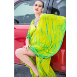 Load image into Gallery viewer, Lime green  Kaftan Dress, tie dye caftan, caftan for women, tie dye dress

