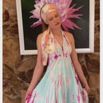 Load and play video in Gallery viewer, One Size Fits All Dress, blue Kaftan Loungewear, Tie Dyed  Dress, Cruise Dress, Maxi Dress, Shibori Dress
