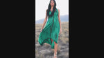 Load and play video in Gallery viewer, Green Kaftan Dress, Tie Dyed Dress, Maxi Dress, Shibori Dress, kaftan, Oversized Kaftan, Summer Beach Dress, Vacation Dress, Resort Wear
