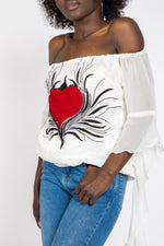 Load image into Gallery viewer, New embroidered romantic sleeves off shoulder top in white
