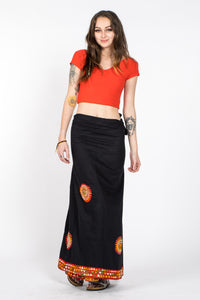 black sari skirt with embroidery