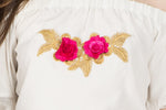 Load image into Gallery viewer, New Blossom floral romantic sleeves off shoulder top in white
