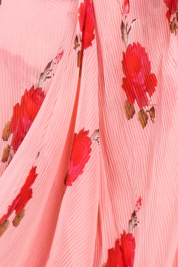 Pink Floral print wrap around skirt for spring and summer