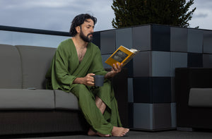 Men's robe in olive green