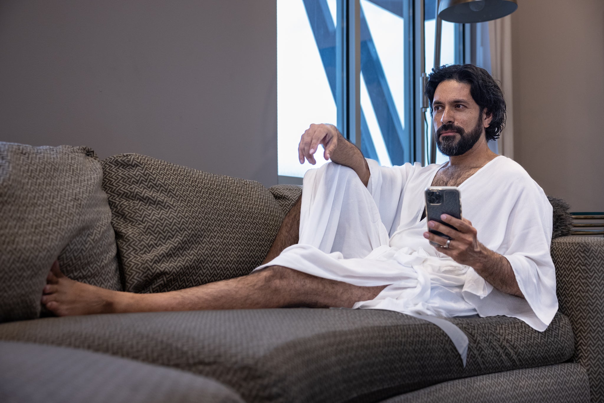 Men's White Luxurious Kaftan Bath Robe