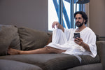 Load image into Gallery viewer, Men&#39;s White Luxurious Kaftan Bath Robe
