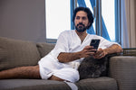 Load image into Gallery viewer, Men&#39;s White Luxurious Kaftan Bath Robe
