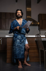Load image into Gallery viewer, Indigo robes For Men, bathrobes for men, blue robe
