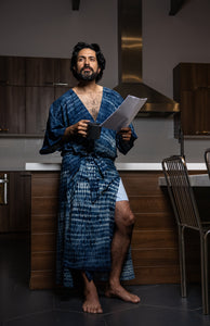 Indigo robes For Men, bathrobes for men, blue robe