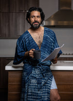 Load image into Gallery viewer, Indigo robes For Men, bathrobes for men, blue robe
