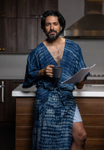 Load image into Gallery viewer, Indigo robes For Men, bathrobes for men, blue robe
