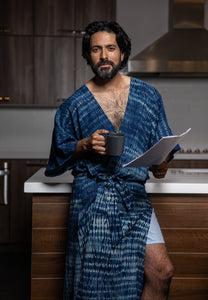 Indigo robes For Men, bathrobes for men, blue robe