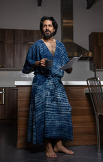 Load image into Gallery viewer, Indigo robes For Men, bathrobes for men, blue robe
