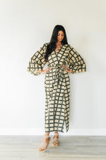 Load image into Gallery viewer, Plaid Cotton Robe, Women Kimono Robe, Duster Cardigan, Robe With Pockets, Chequered Robe, Plus Size Clothing, Duster Robe, Long Kaftan Robe
