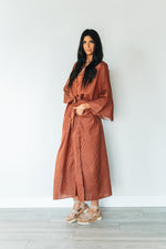 Load image into Gallery viewer, Striped Cotton Robe, Women Kimono Robe, Duster Cardigan, Robe With Pockets, brown Robe, Plus Size Clothing, Duster Robe, Long Kaftan Robe
