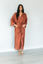 Load image into Gallery viewer, Striped Brown Kaftan, Cotton Caftan Dress for Women, Plus Size Cotton Caftan, Maternity Dress

