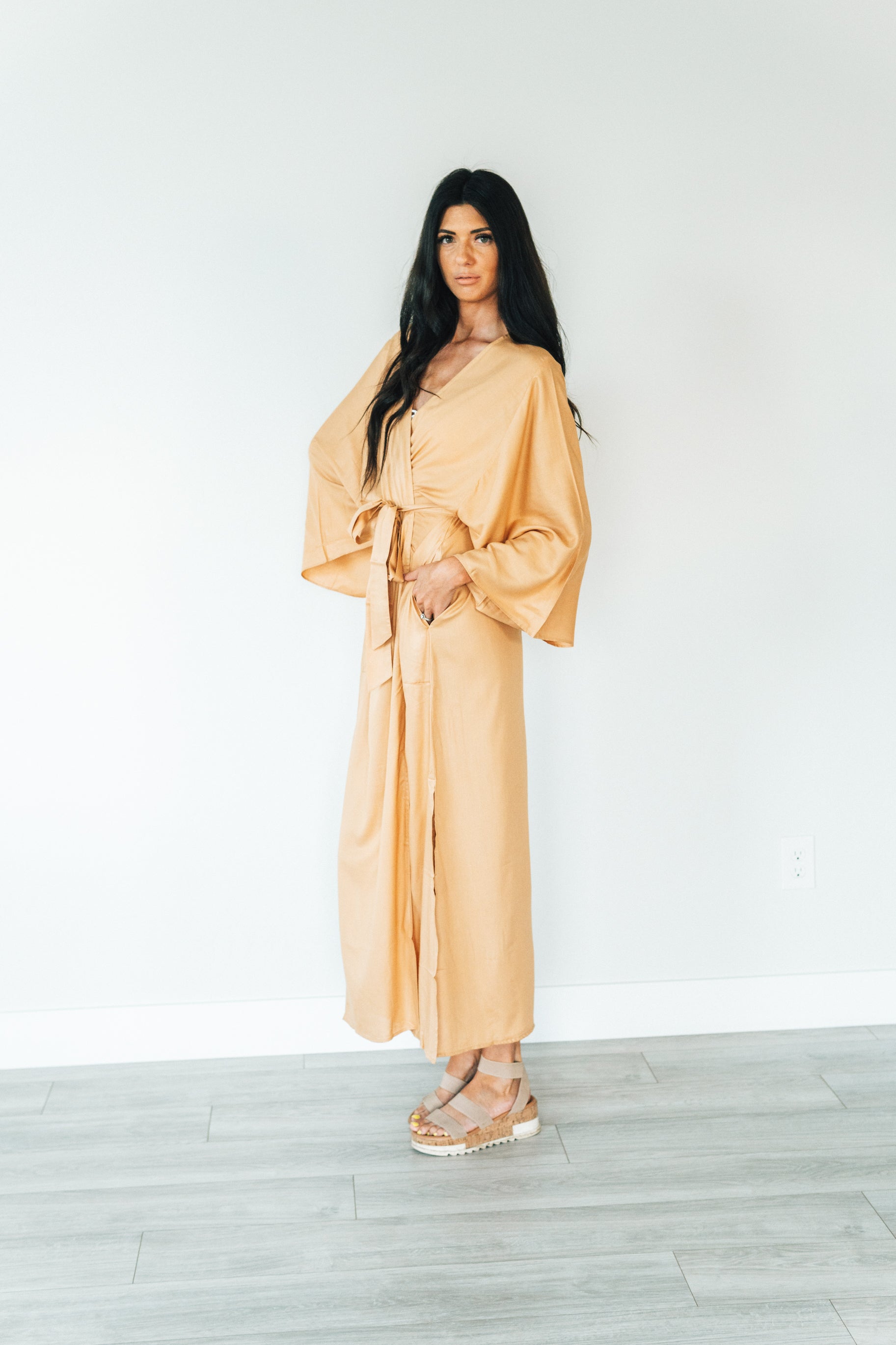 Long kimono robe for women