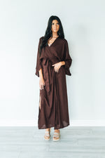 Load image into Gallery viewer, Dark Brown Robe With Pockets, Duster Cardigan, Women Kimono Robe, Bridesmaid Robe, Plus Size Clothing, Duster Robe, Caftan Robe,Spa Cover Up
