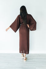 Load image into Gallery viewer, Dark Brown Robe With Pockets, Duster Cardigan, Women Kimono Robe, Bridesmaid Robe, Plus Size Clothing, Duster Robe, Caftan Robe,Spa Cover Up
