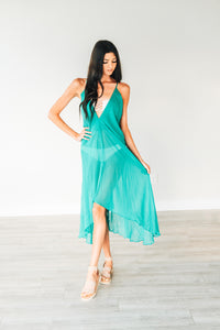 Cover up beach dress in green