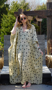 Arrow print plus size long kaftan dress in cotton