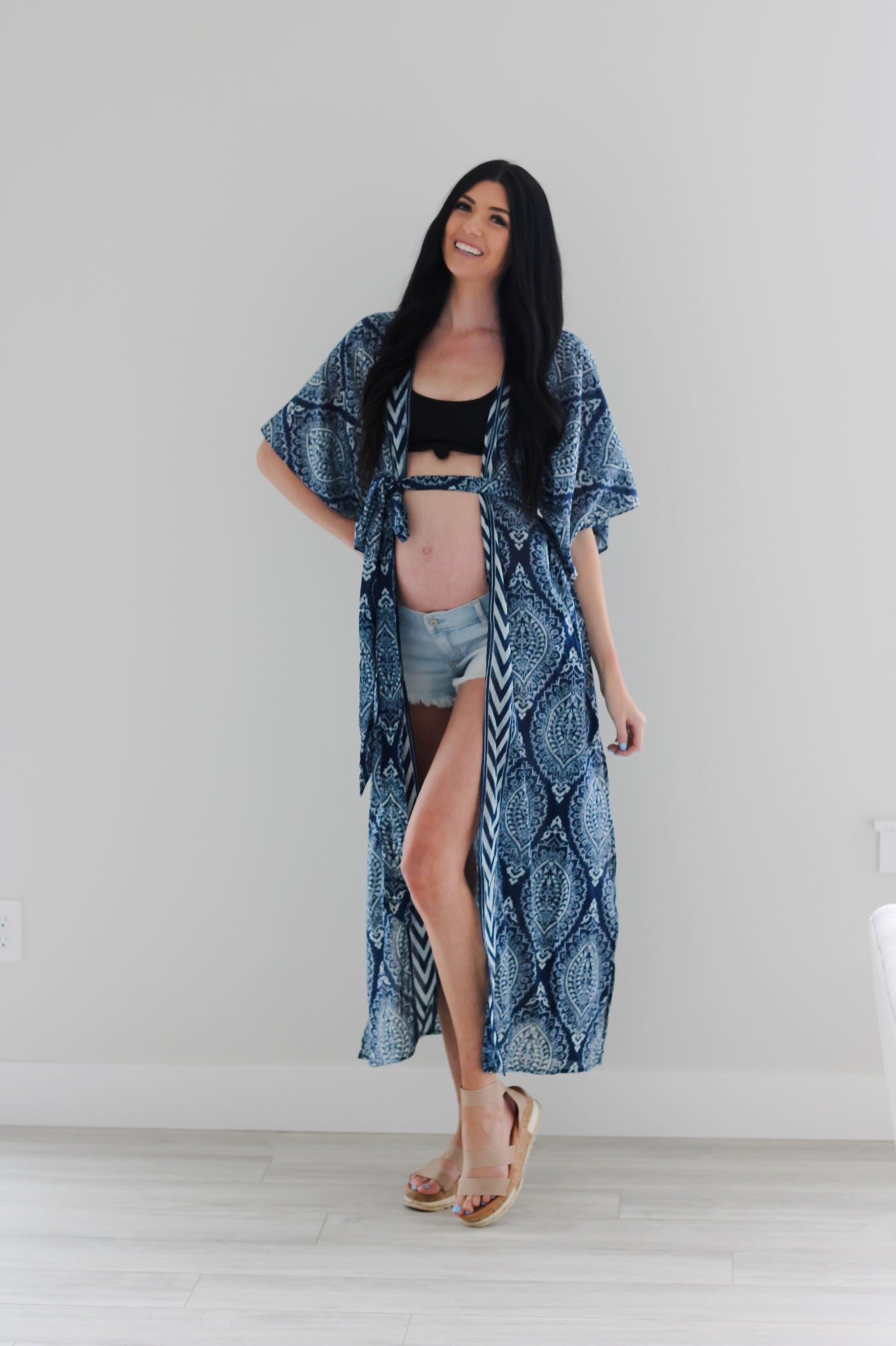 Indigo Robe, Women Kimono Robe, Duster Cardigan, Robe With Pockets, blue Robe, Plus Size Clothing, Duster Robe, Long Kaftan Robe