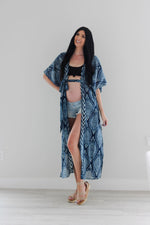 Load image into Gallery viewer, Indigo Robe, Women Kimono Robe, Duster Cardigan, Robe With Pockets, blue Robe, Plus Size Clothing, Duster Robe, Long Kaftan Robe
