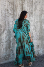 Load image into Gallery viewer, Hand dyed aqua kaftan dress
