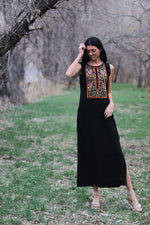 Load image into Gallery viewer, Black embroidered casual dress
