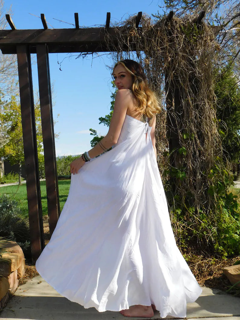 white dyeable summer Beach Dress, Vacation Dress, Resort Wear, Bohemian dress