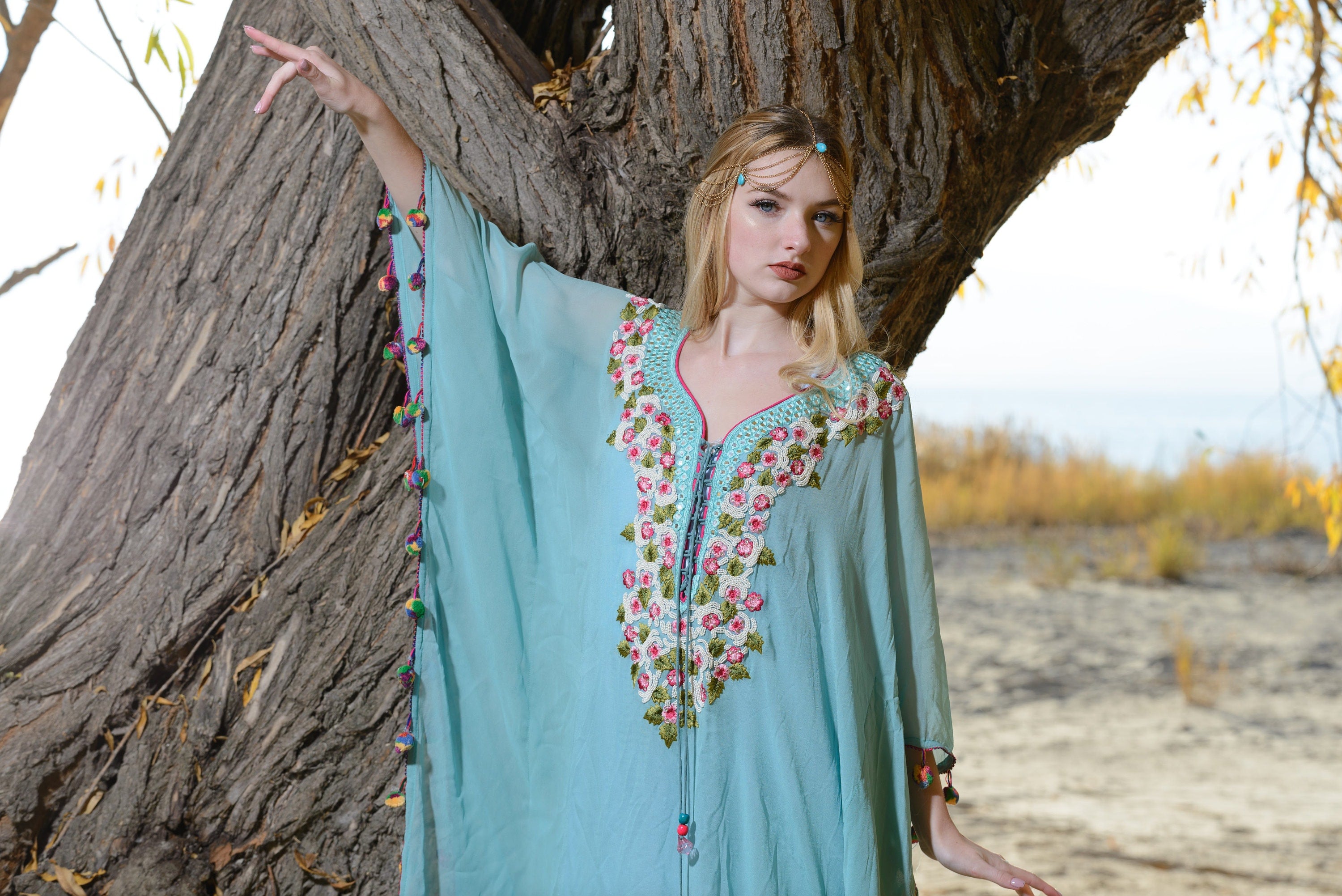 Embroidered Dress, Beach Cover Up, Summer Kaftan, Bohemian Kaftan