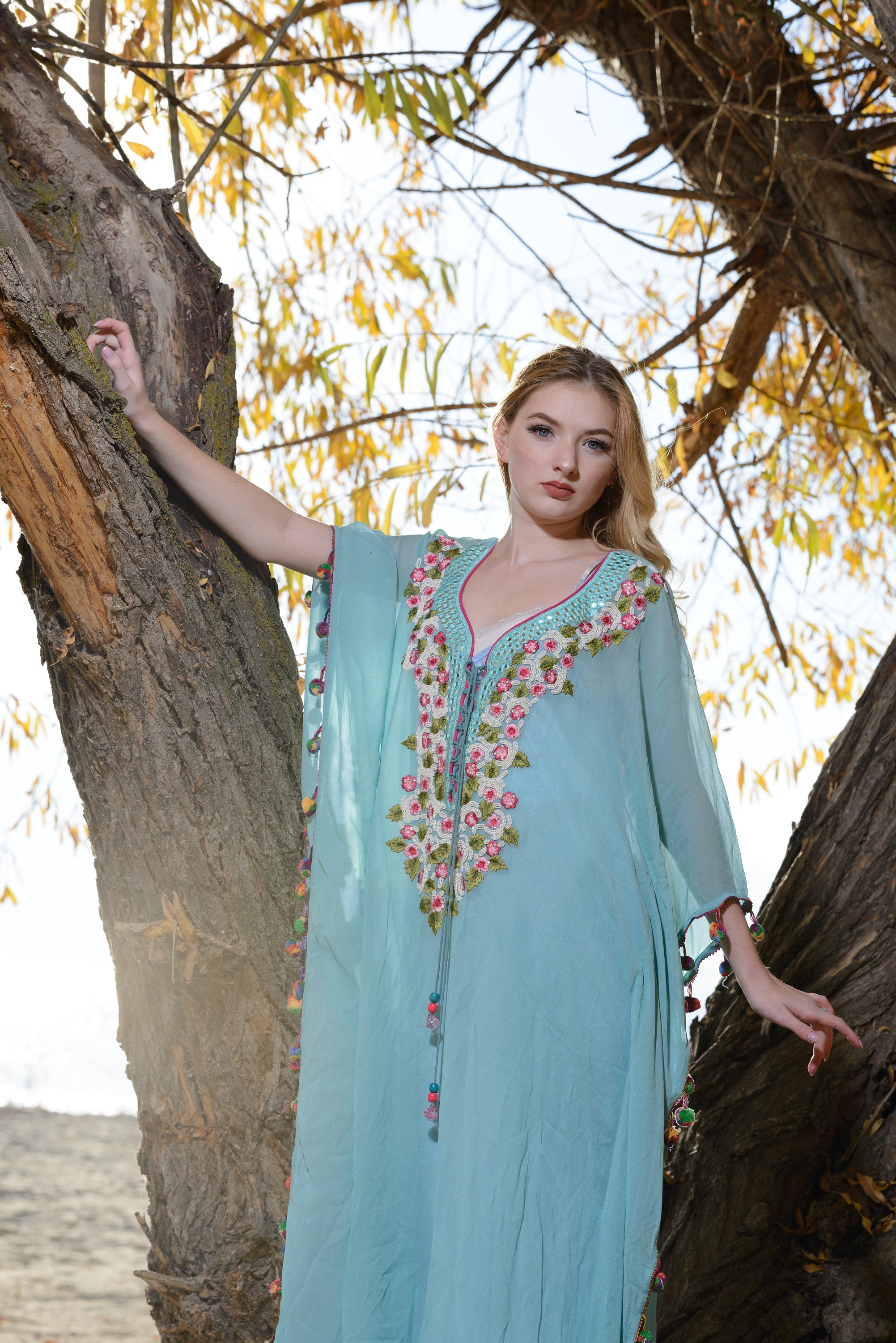 Embroidered Dress, Beach Cover Up, Summer Kaftan, Bohemian Kaftan