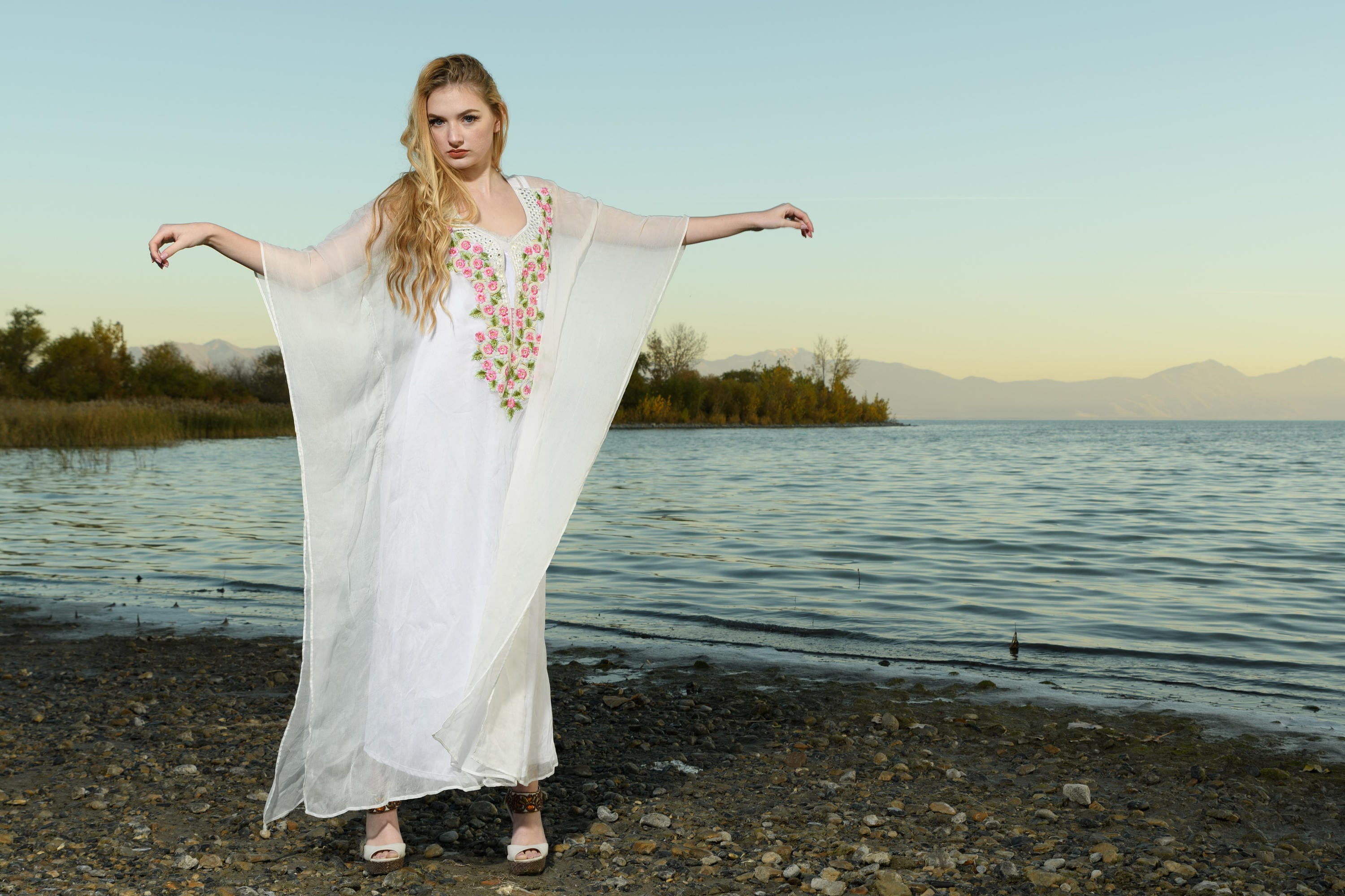 Women Silk Wedding Dress, Boho Wedding Dress, Bridal Wedding Kaftan, Floral Wedding Dress