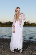 Load image into Gallery viewer, Women Silk Wedding Dress, Boho Wedding Dress, Bridal Wedding Kaftan, Floral Wedding Dress
