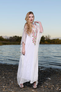 Women Silk Wedding Dress, Boho Wedding Dress, Bridal Wedding Kaftan, Floral Wedding Dress