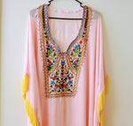 Load image into Gallery viewer, Pink Embroidered Kaftan, Kaftan Maxi Dress, Women Pink Kaftan, Plus Size Kaftan For Women
