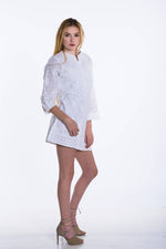 Load image into Gallery viewer, White Tunic Dress, Women Shirt, White Boho Blouse, Embroidered Chikan Kurti
