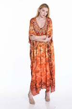 Load image into Gallery viewer, Women Silk Kaftan Dress, Moroccan Kaftan, Bohemian Kaftan Dress, Women Loungewear Caftan
