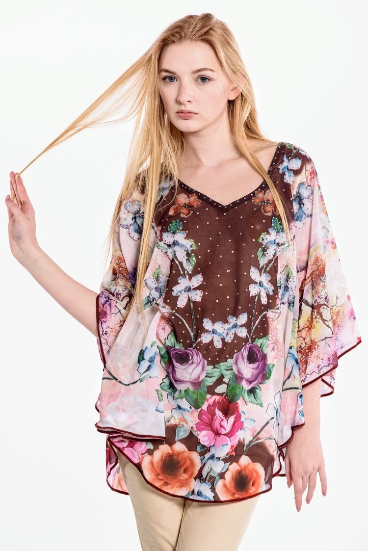 Floral Kaftan Top, Summer Floral Caftan, Women Tunic Top, Maternity Dress