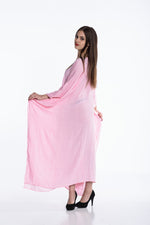 Load image into Gallery viewer, Pink Embroidered Kaftan, Pink Plus Size Kaftan, Long Kaftan For Women, Mexican Cotton Kaftan
