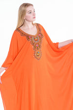 Load image into Gallery viewer, Embroidered Orange Kaftan, Women Loungewear Kaftan, Maternity Kaftan, Plus Size Kaftan Dress
