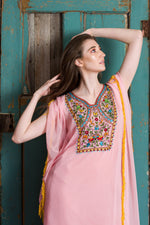 Load image into Gallery viewer, Pink Embroidered Kaftan, Kaftan Maxi Dress, Women Pink Kaftan, Plus Size Kaftan For Women
