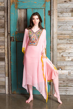 Load image into Gallery viewer, Pink Embroidered Kaftan, Kaftan Maxi Dress, Women Pink Kaftan, Plus Size Kaftan For Women
