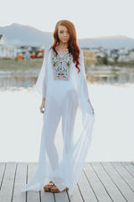 Load image into Gallery viewer, Embellished Kaftan Dress, White Kaftan For Women, Boho Wedding Dress, Beach Bridal Dress
