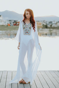 Embellished Kaftan Dress, White Kaftan For Women, Boho Wedding Dress, Beach Bridal Dress