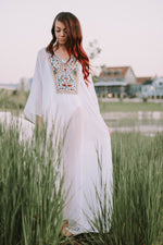 Load image into Gallery viewer, Embellished Kaftan Dress, White Kaftan For Women, Boho Wedding Dress, Beach Bridal Dress
