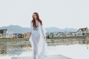 Embellished Kaftan Dress, White Kaftan For Women, Boho Wedding Dress, Beach Bridal Dress